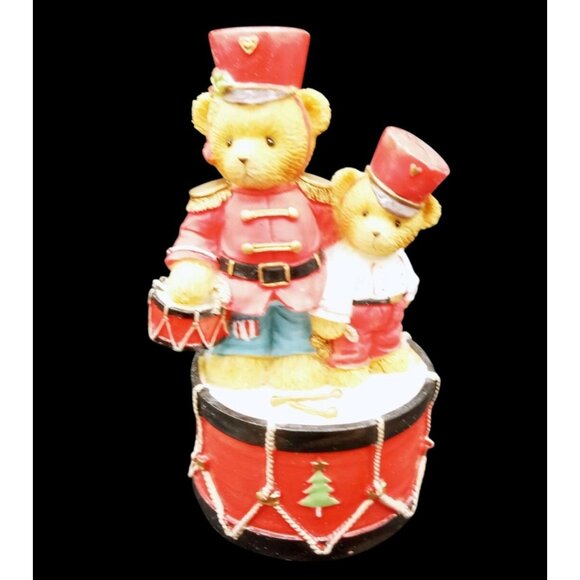 Marching To Beat of Holiday Fun Cherished Teddies Vintage Drummer Boy Bears 2004 - Picture 15 of 15